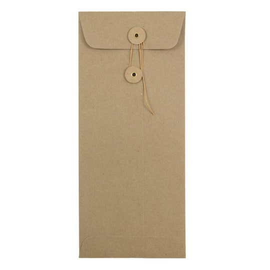 JAM Paper #10 Brown Kraft Paper Bag Business Button & String Closure Premium Envelopes, 50ct.